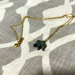 J Crew long gold enamel elephant necklace